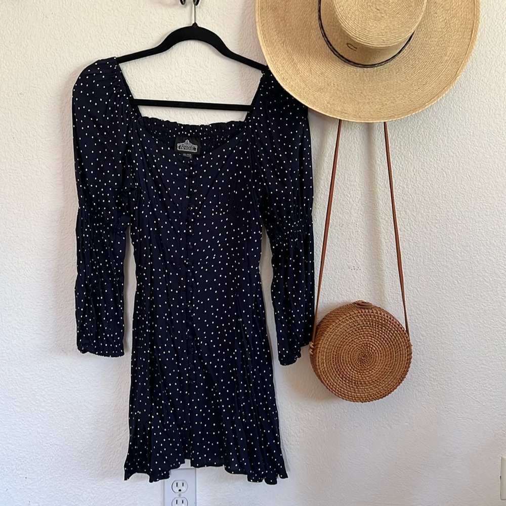 NAVY polk dot dress